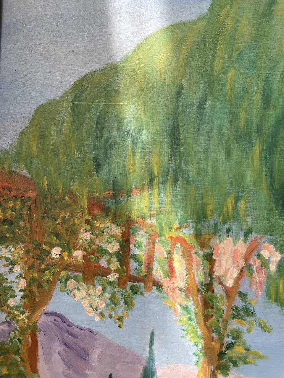 Oil on panel Sanary beach 1950