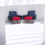 Retro armchair in black and red skai (1)