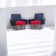 Fauteuil retro en Skaï noir et rouge (1)