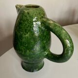 XL vase pitcher in green glazed clay Vallauris 1960