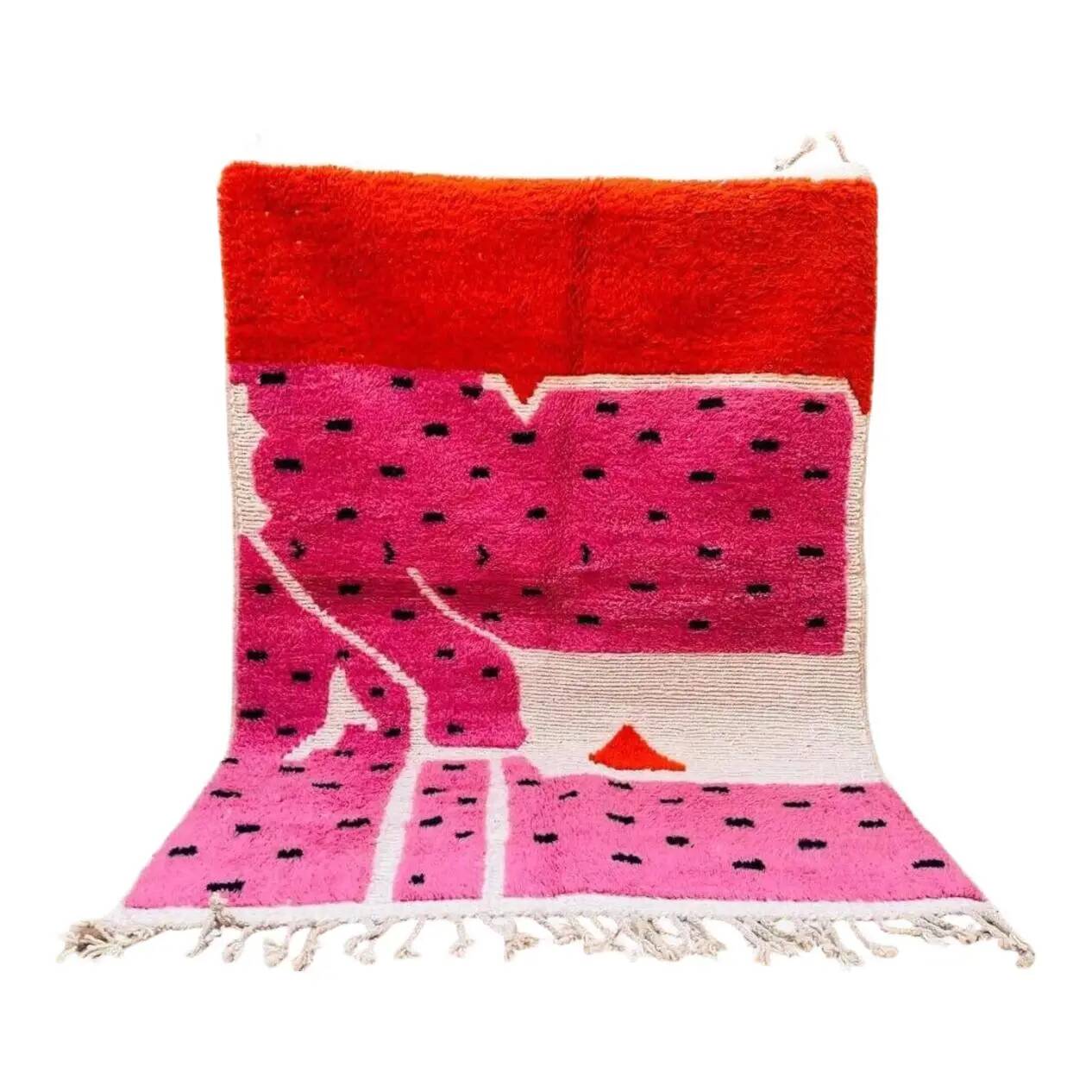Tapis berbère tissé à la main en laine 400x300 cm rose, Maroc