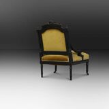 French Empire style  Black Wood and Velvet Armchair, 1850s