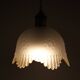 Frosted glass pendant light with floral pattern and wavy edge
