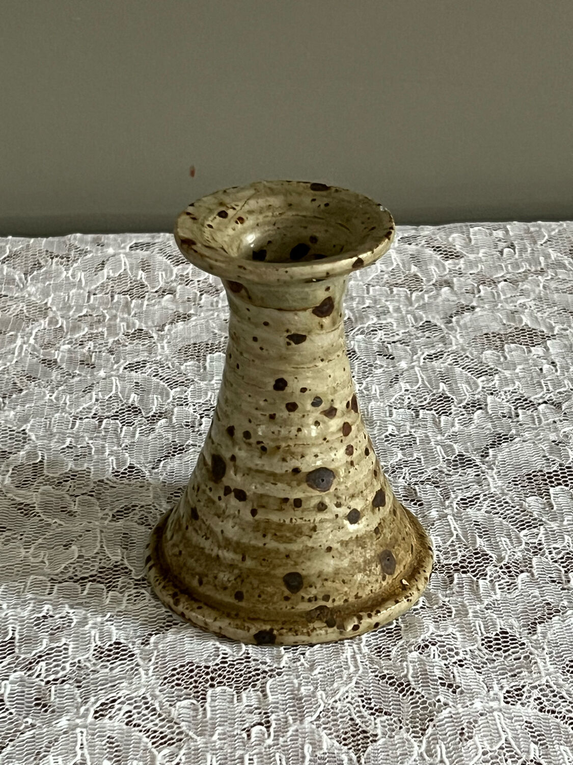 Speckled stoneware candle holder