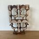 Vintage Candle Holder 70's Cut Stone Plaster Birds
