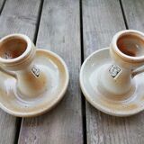Pair of stoneware candle holders