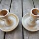 Pair of stoneware candle holders