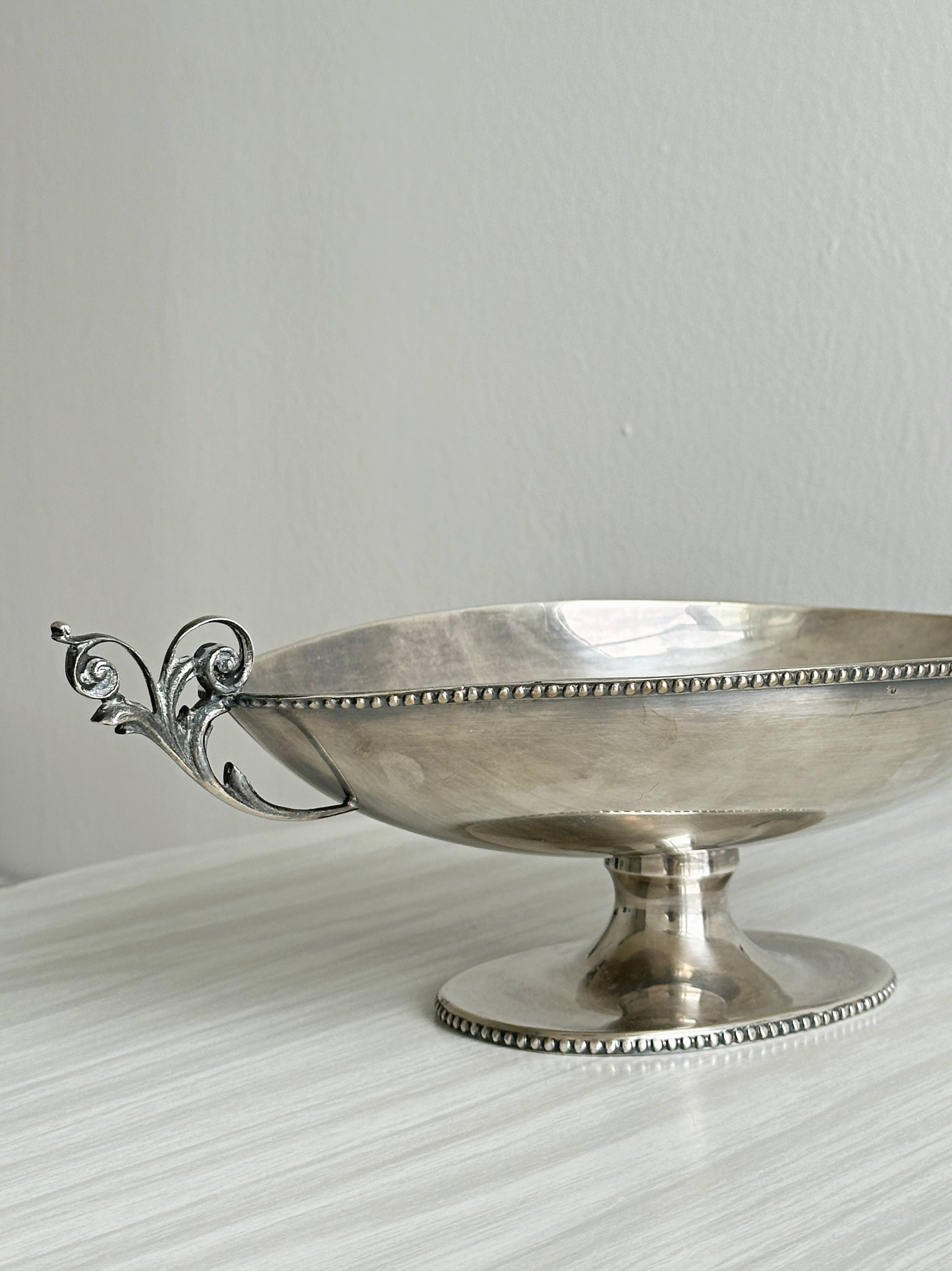 Metal footed compote