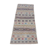 Handmade white carpet with patterns 90x200cm