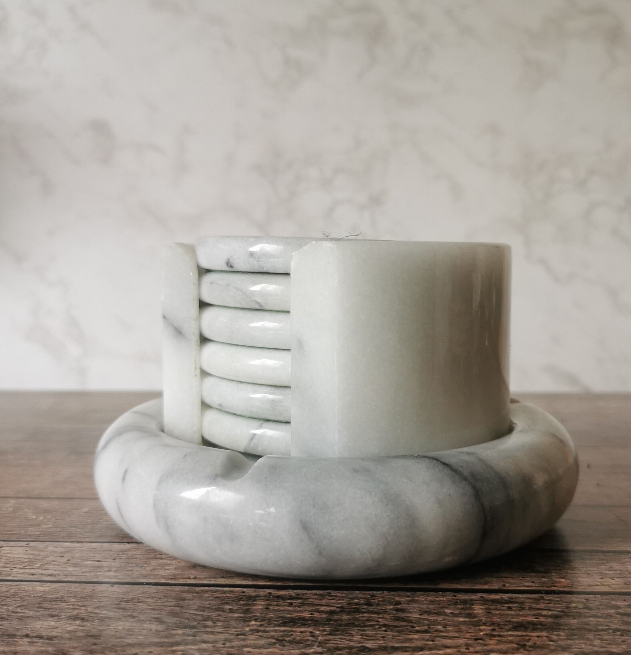 Ashtray and marble under glass