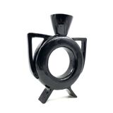 Vase organique moderne en céramique noire, Italie années 1980