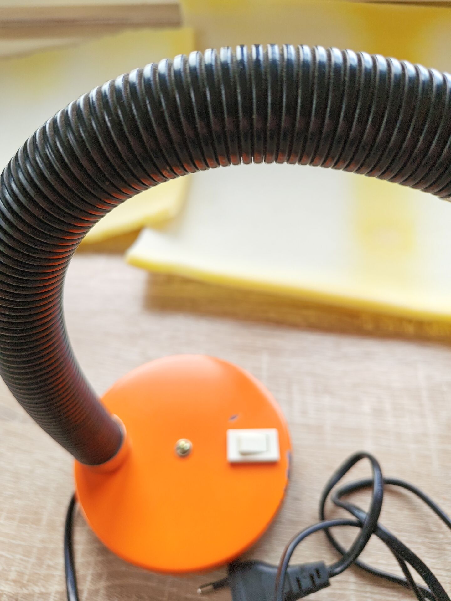 Vintage orange pop desk lamp with a flexible gooseneck - 1970s