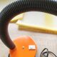 Vintage orange pop desk lamp with a flexible gooseneck - 1970s