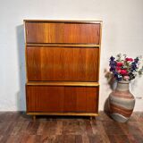 Mid century retro vintage teak stacking bookcase