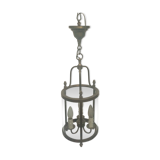 Brass lantern and original electric wire glass size: height -60cm- diameter -16cm-