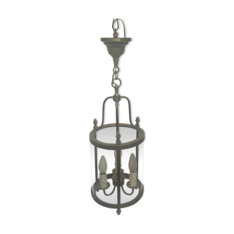 Brass lantern and original electric wire glass size: height -60cm- diameter -16cm-