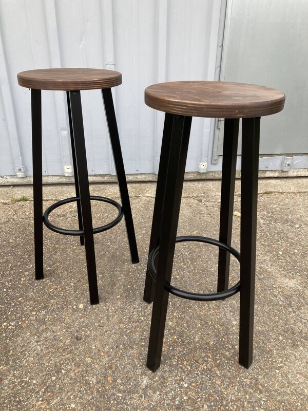 Paire de tabourets de bar industriels