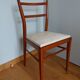 Scandinavian chair wood mahogany color and skai white