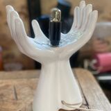 vintage ceramic and opaline hand lamp