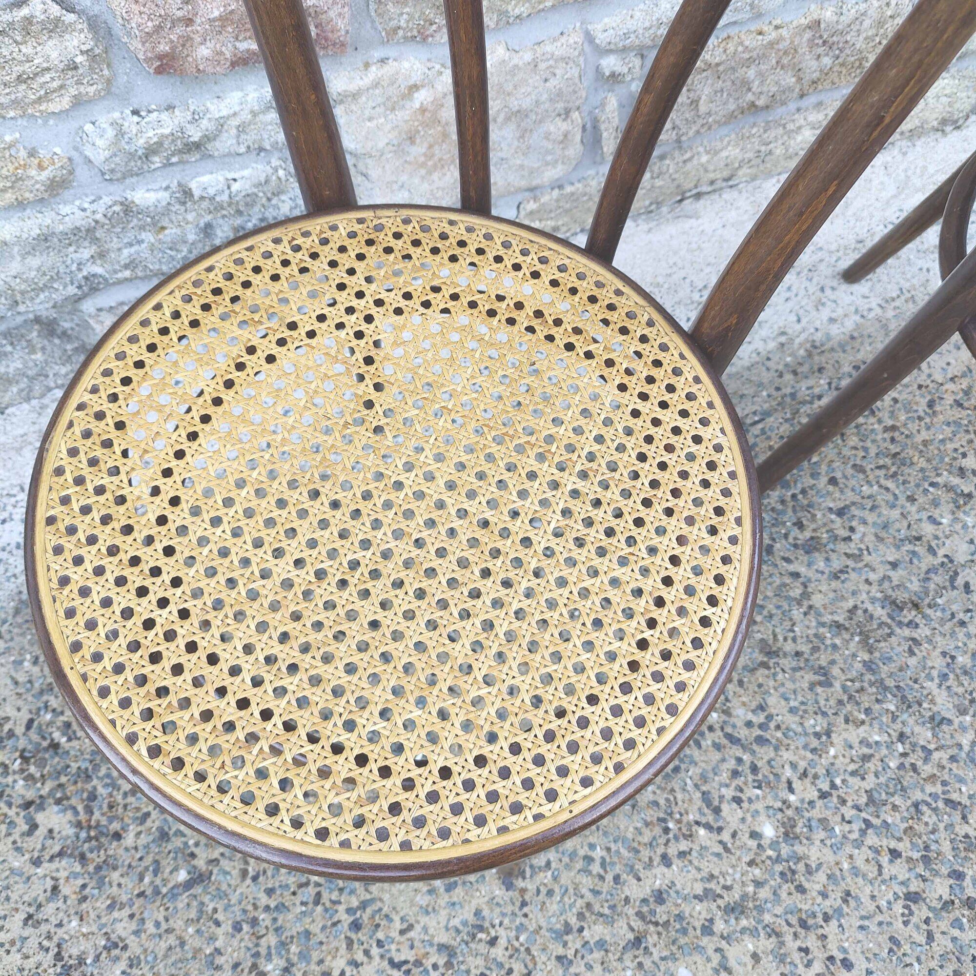 Pair of canned bistro chairs Thonet ZPM Radomsko in curved wood