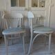 Set of 4 vintage bistro chairs from the 1970s in pearl grey.