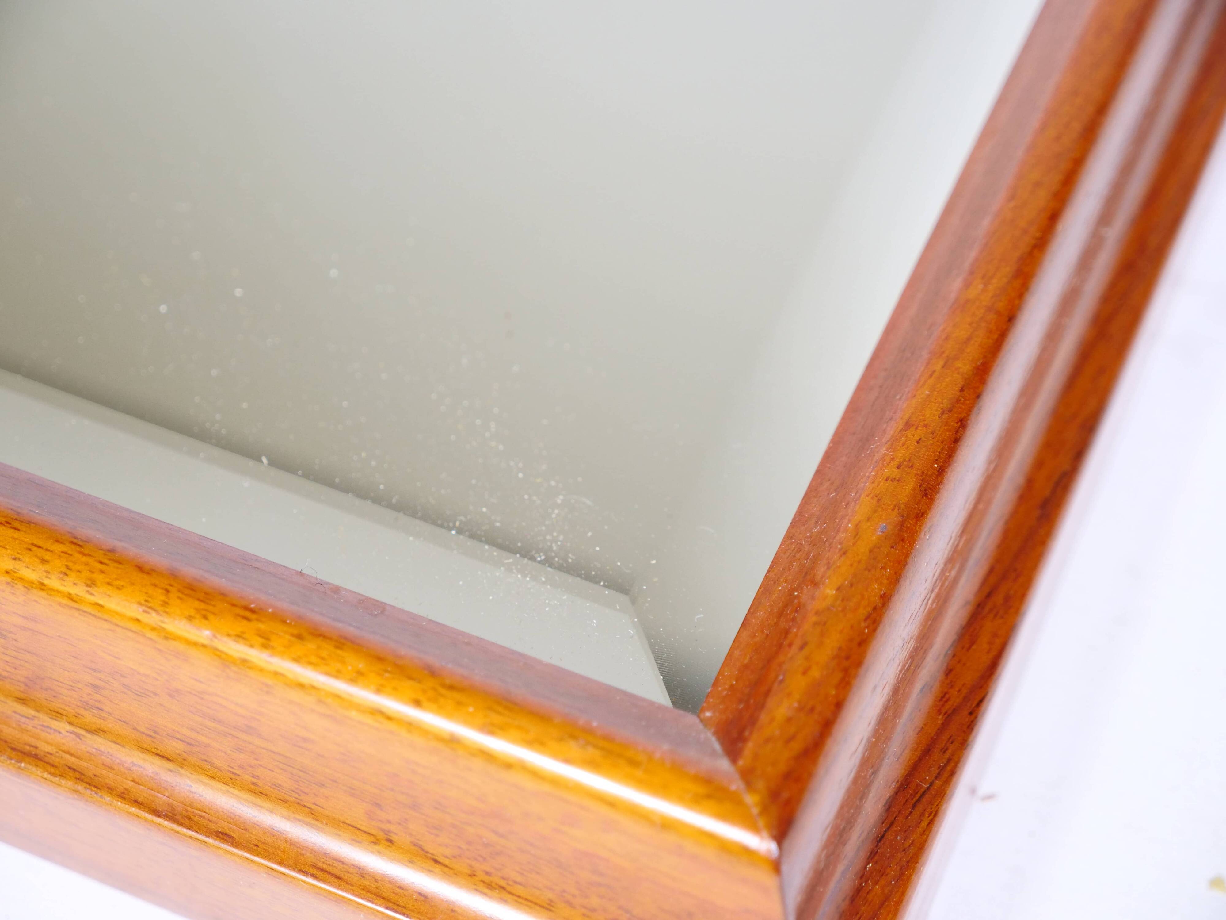 XL vintage cherry wood wall mirror with beveled edges, 1970s