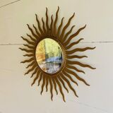 Golden sun mirror 50cm from the 70s.