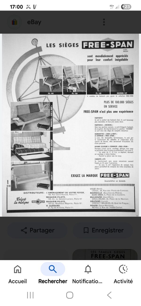 Paire de chauffeuses design Free Span années 60's