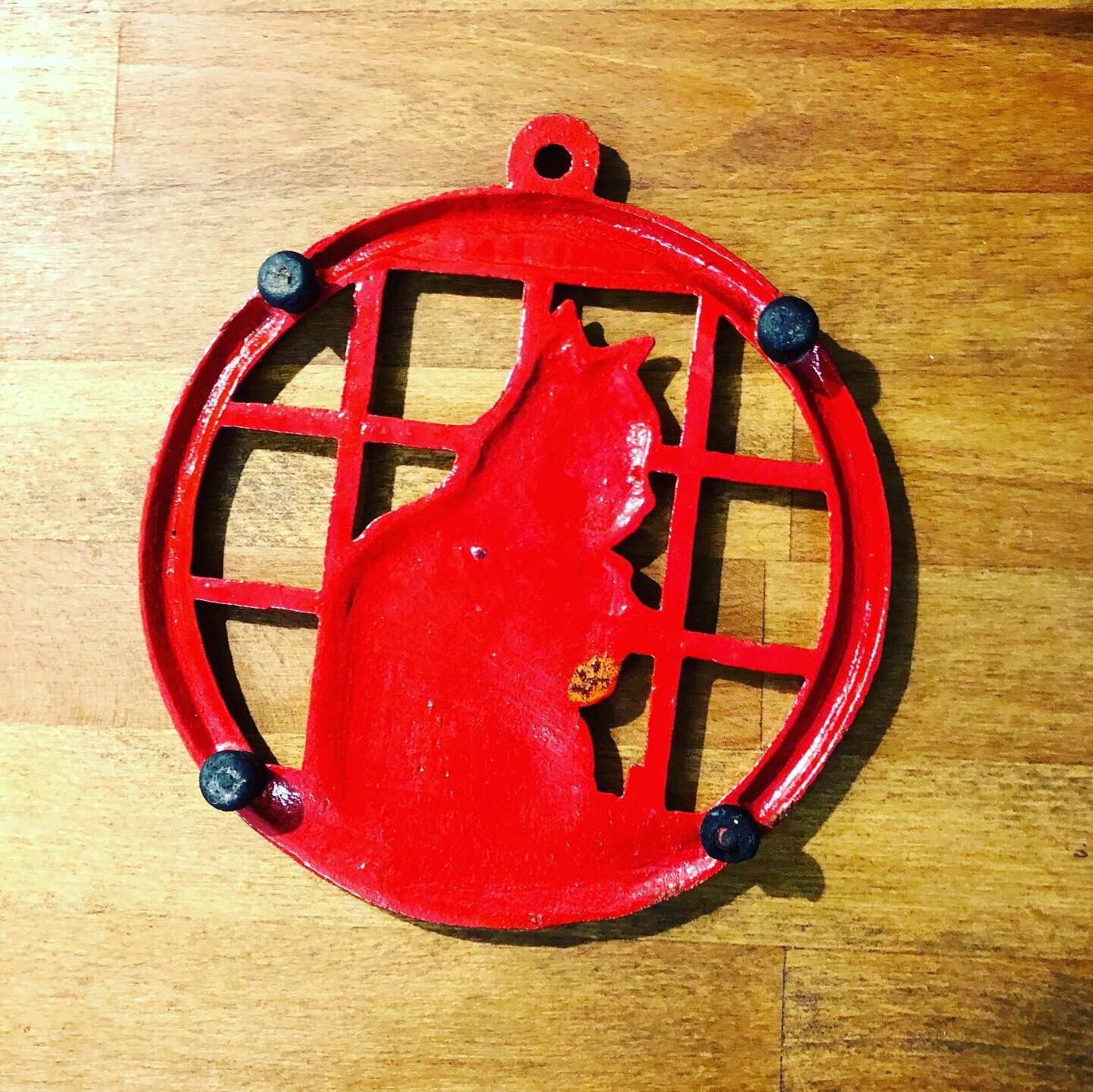 Under dish cast iron cat