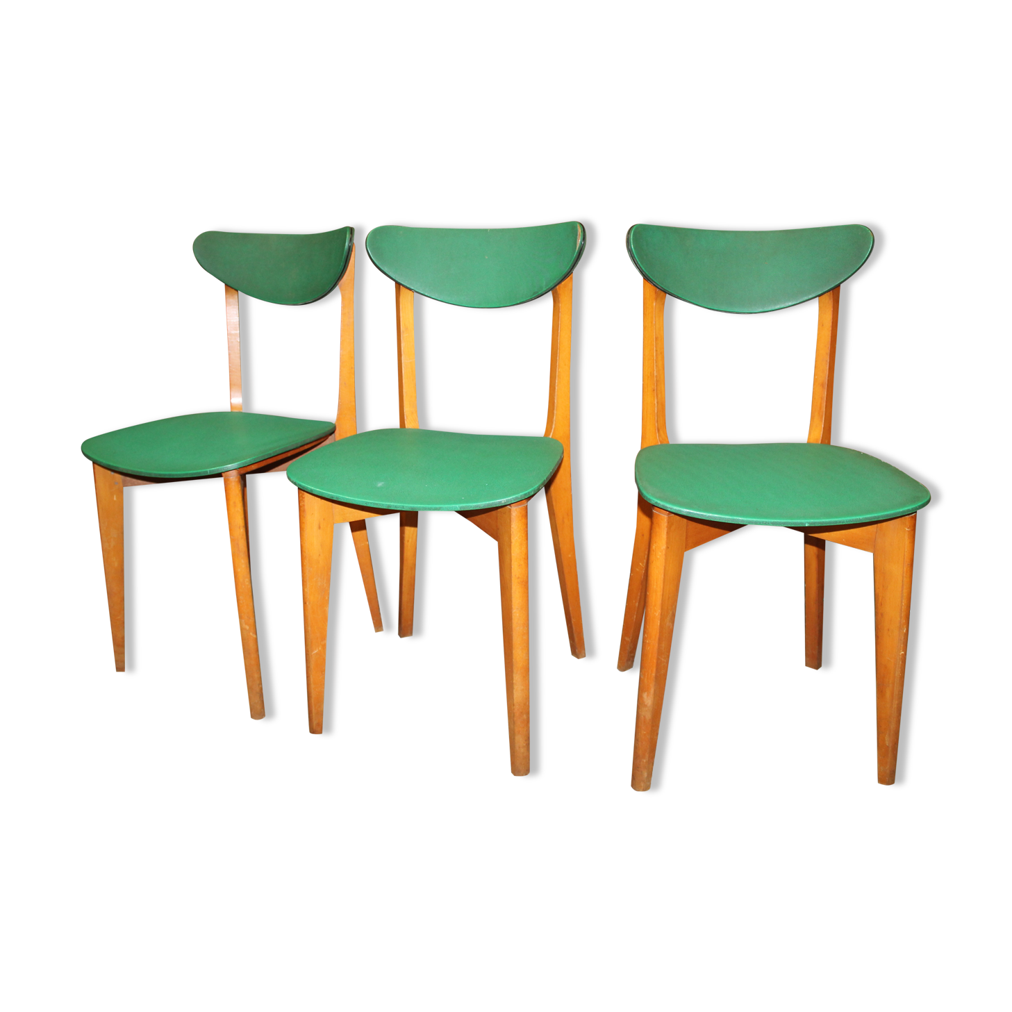 Set of three green vintage chairs