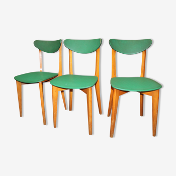 Set of three green vintage chairs