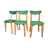 Lot de trois chaises vintage vertes