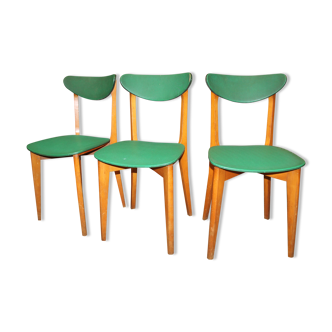 Set of three green vintage chairs