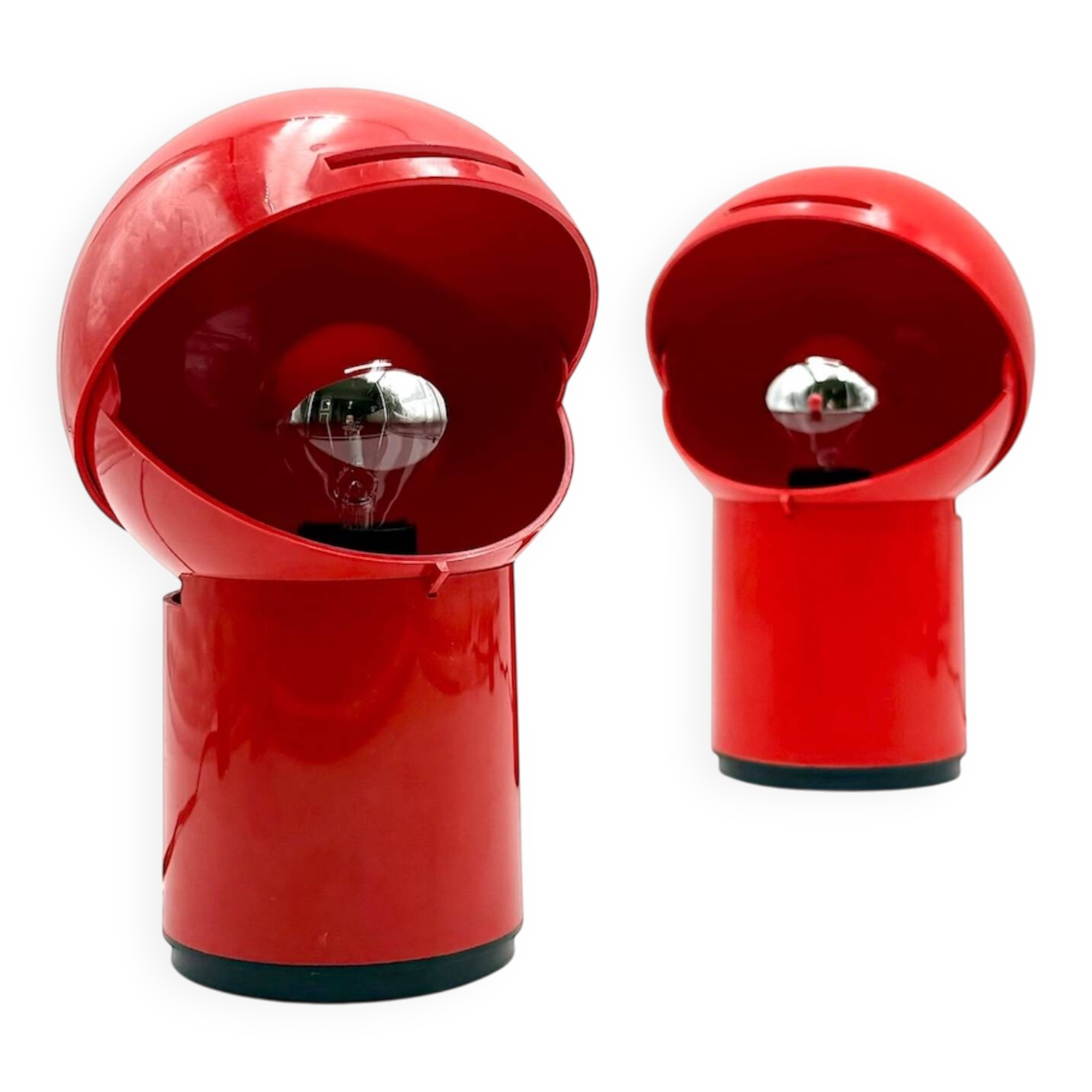 Paire de lampes Asteroidi Space Age rouges, Italie années 70