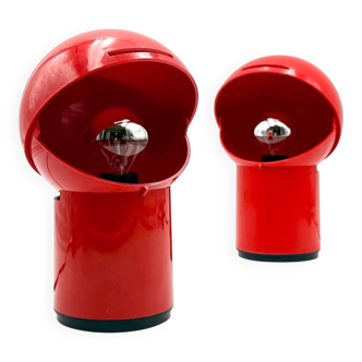 Paire de lampes Asteroidi Space Age rouges, Italie années 70