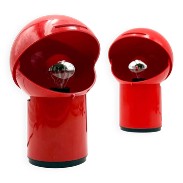 Paire de lampes Asteroidi Space Age rouges, Italie années 70
