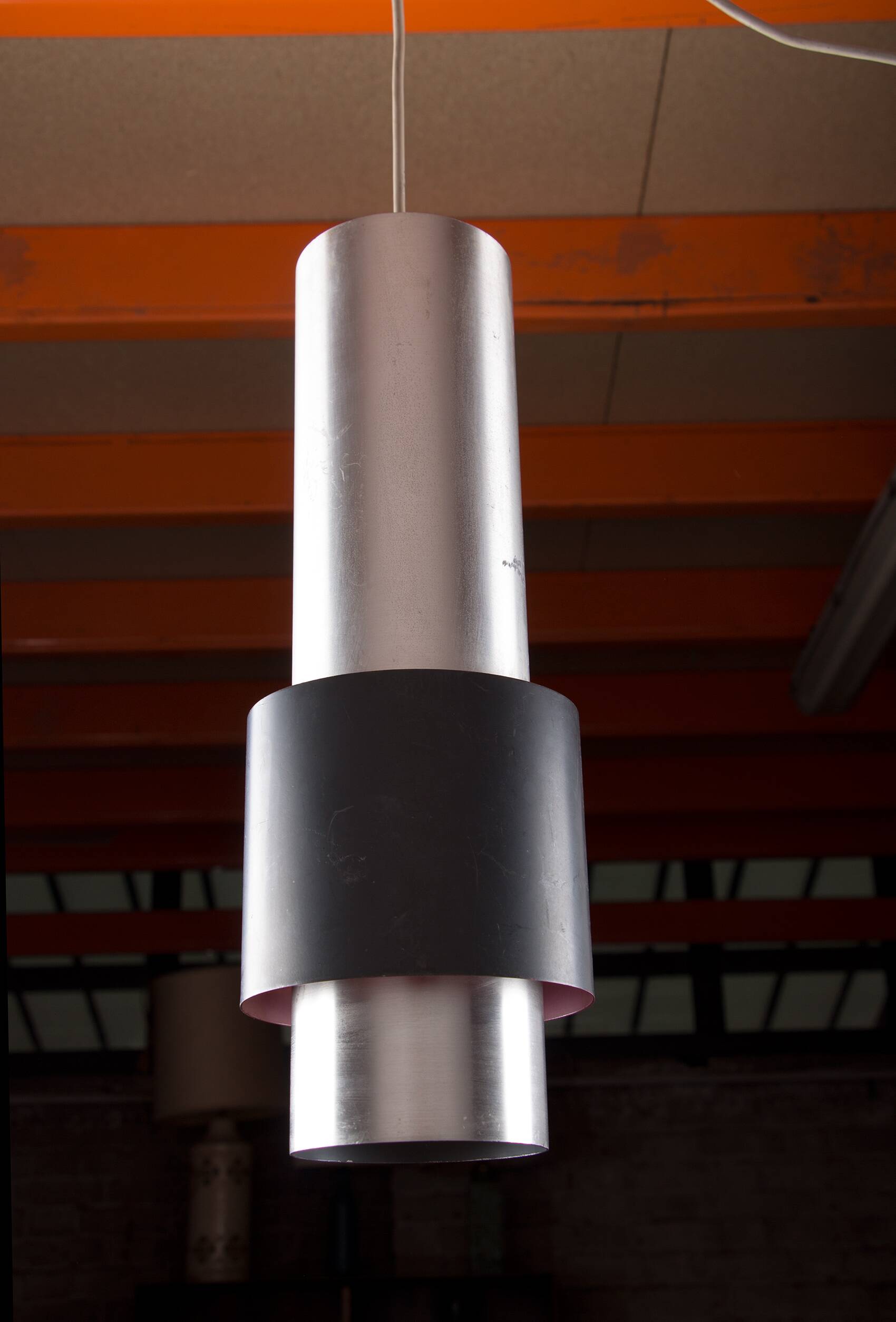 Large Danish aluminum pendant light, Zénith model by Jo Hammerborg for Fog & Mørup 1960.