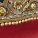 Pair of flat-back armchairs in Louis XV style in red velvet.