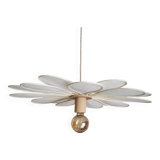 18-petal flower pendant in rattan and white linen
