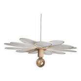 18-petal flower pendant in rattan and white linen