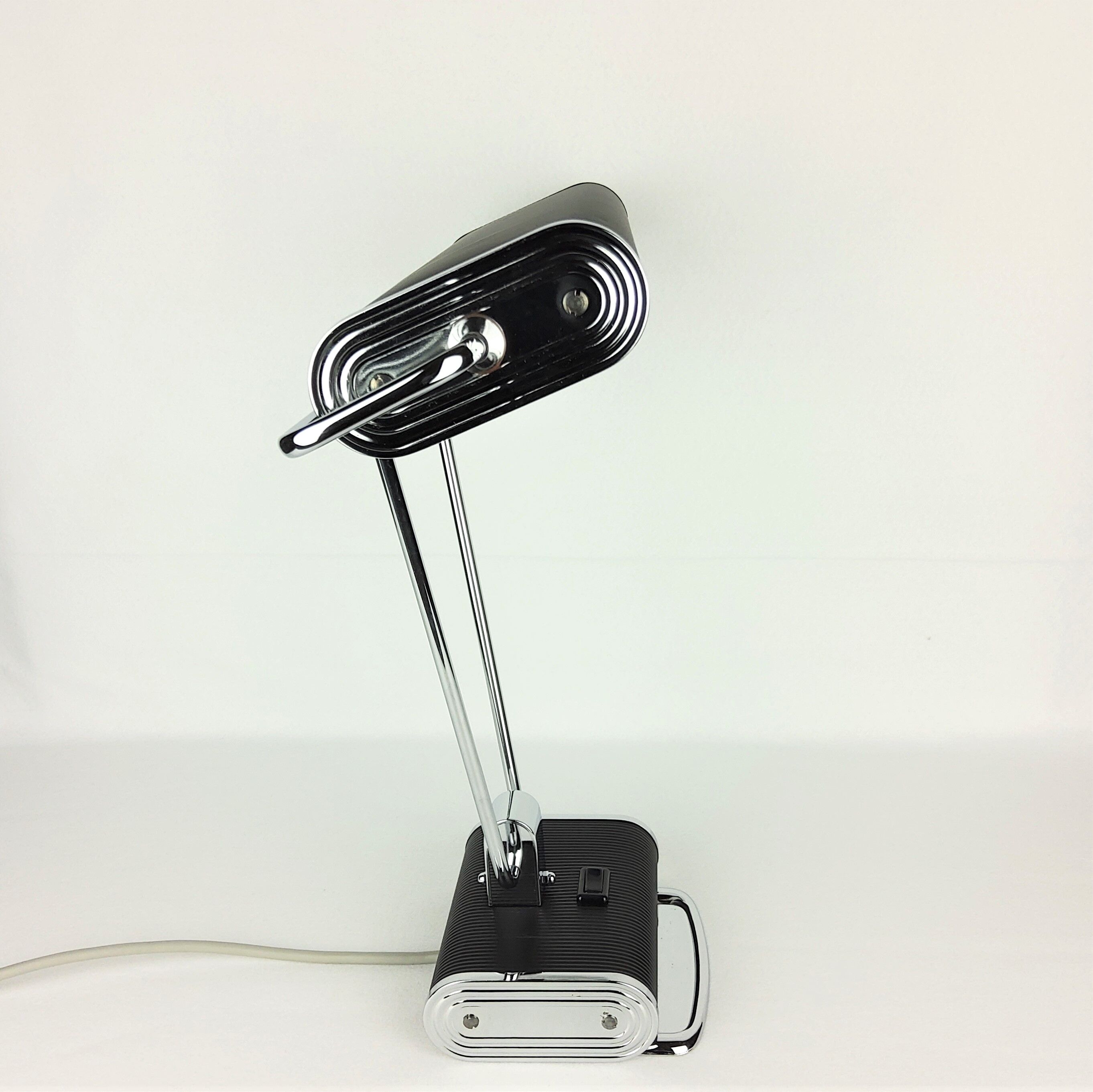 Lampe de bureau N71 Jumo noir et chrome 1950