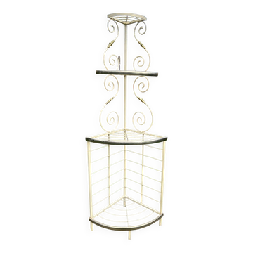 Vintage bakery-style corner shelf