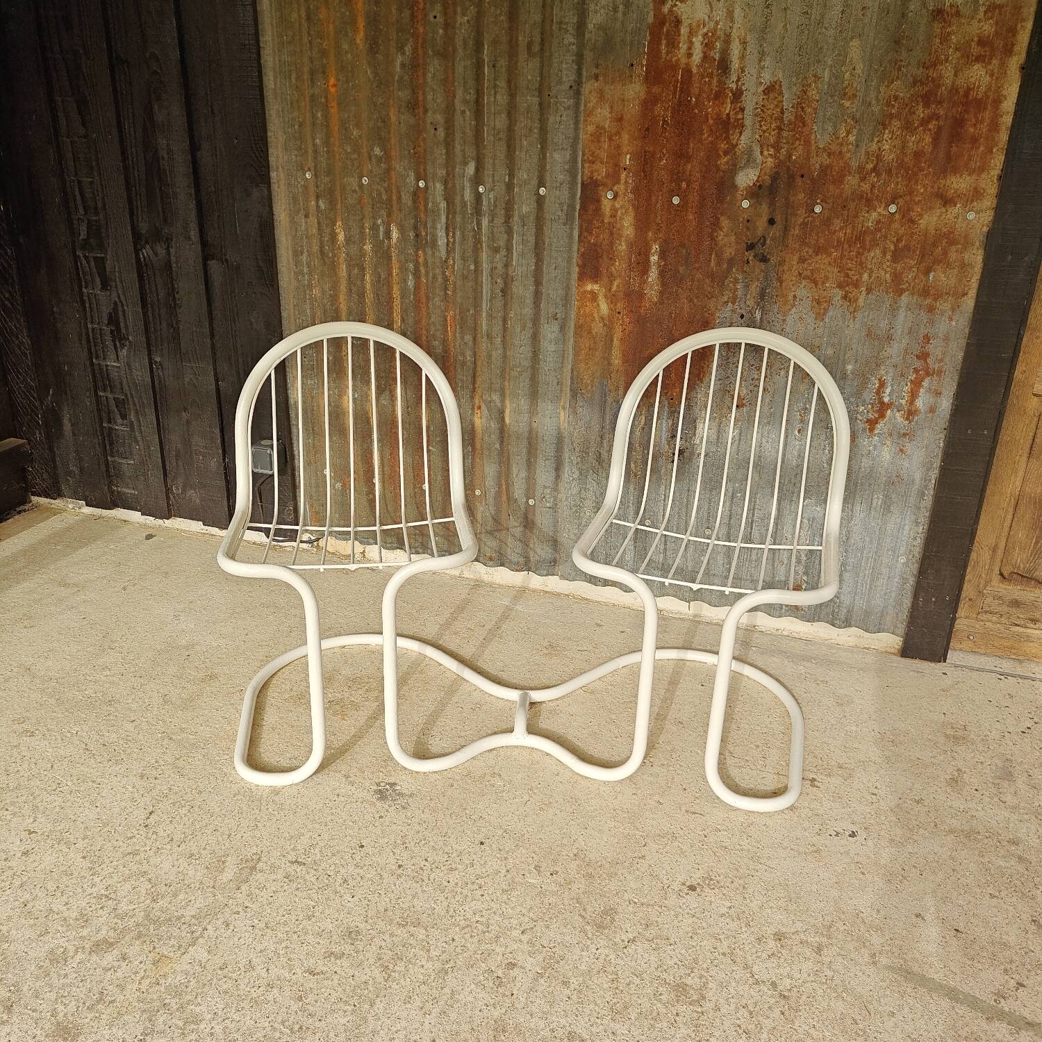 70s tubular garden bench