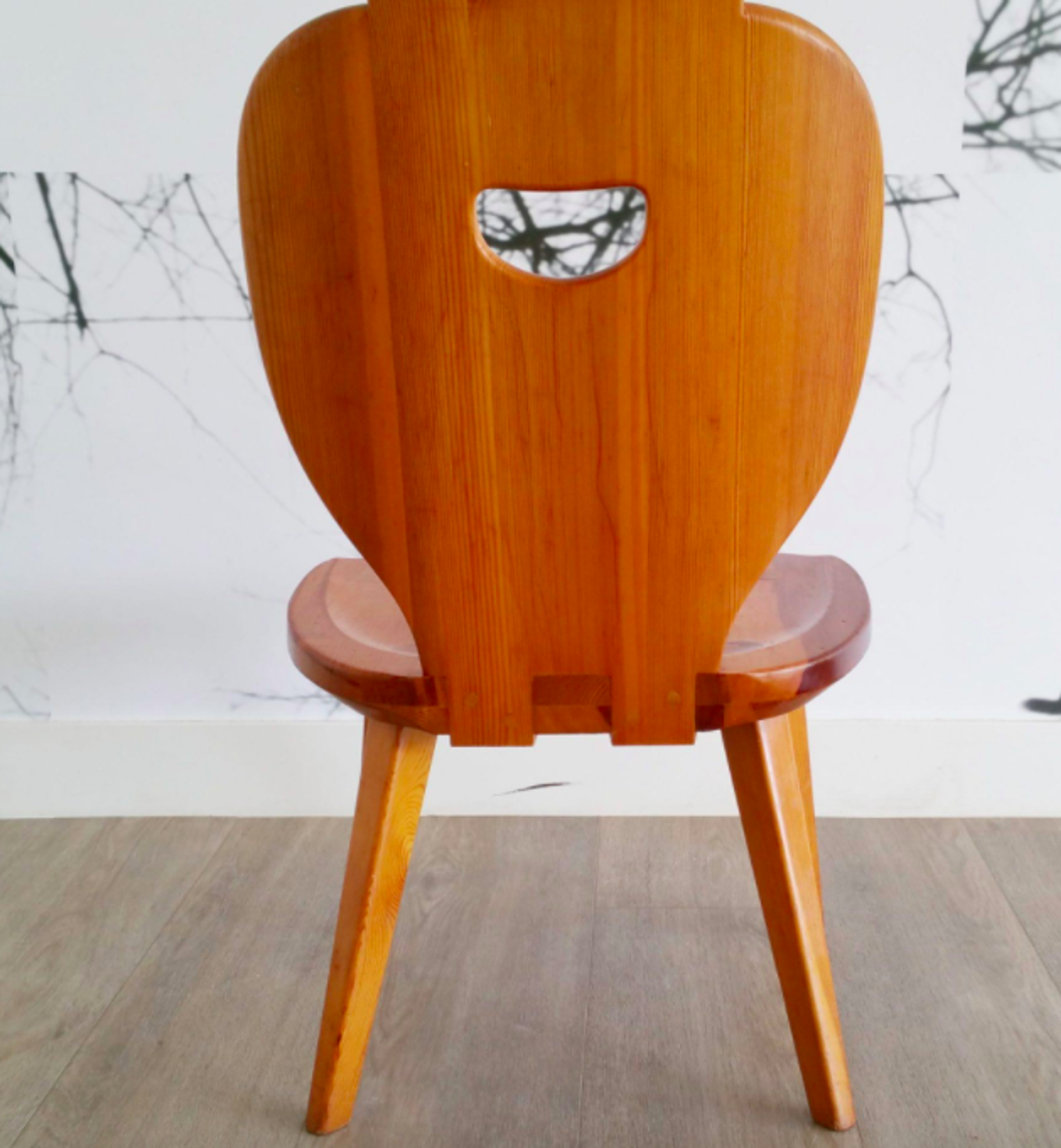 Set of 2 low pine chairs by Carl Malmsten for Svensk Fur 1950