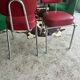2 vintage red faux leather chairs