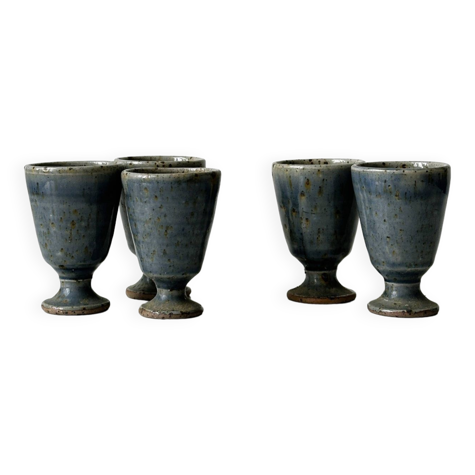 5 small mazagrans - bluish stoneware verrines Migeon La Borne CHER