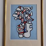 Silkscreen print after Jean Dubuffet, framed, 1970s, 23 x 31 cm