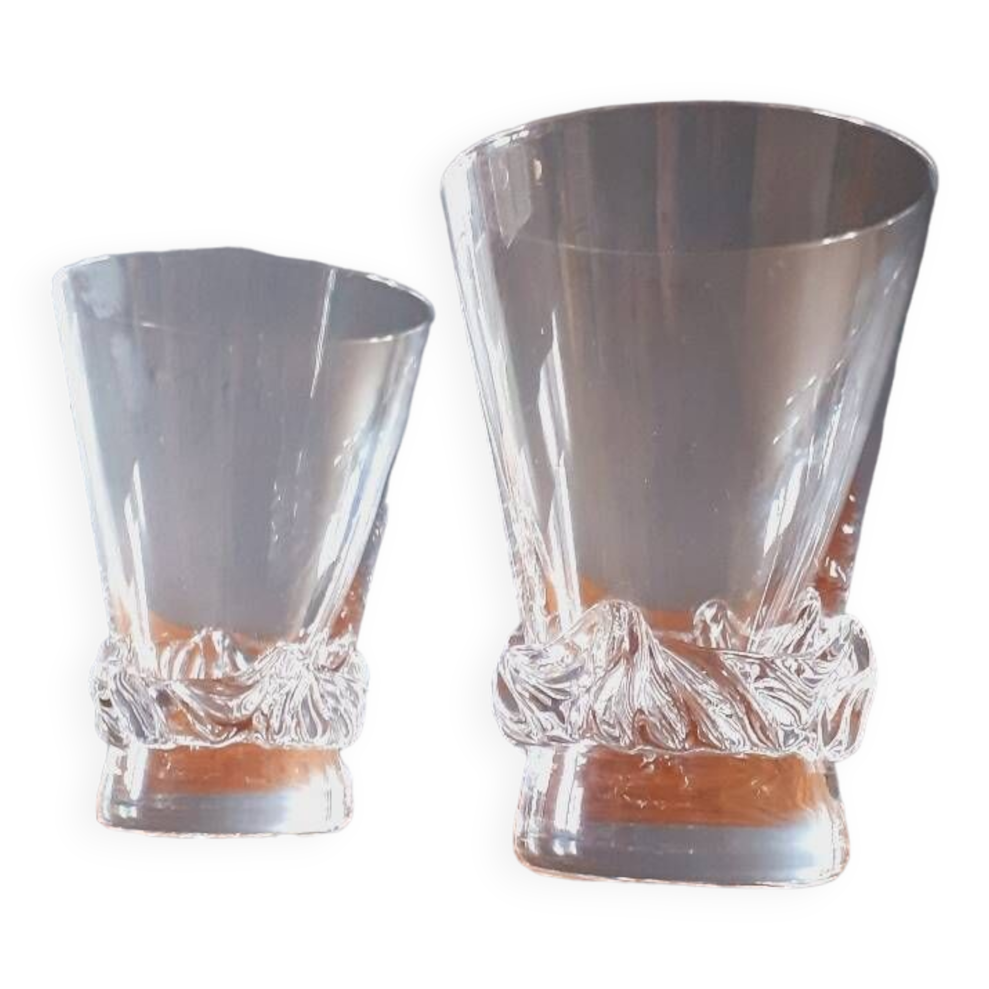 2 wine glasses from the 1950s in crystal by Daum, Sorcy model