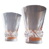 2 wine glasses from the 1950s in crystal by Daum, Sorcy model
