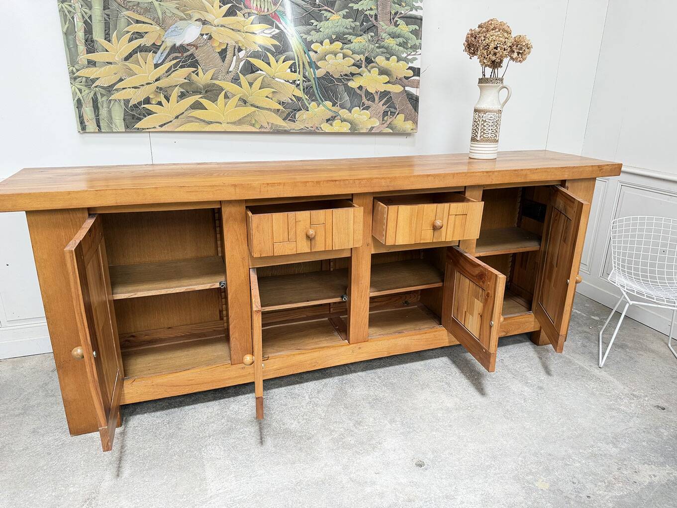 Brutalist 70's sideboard in solid elm